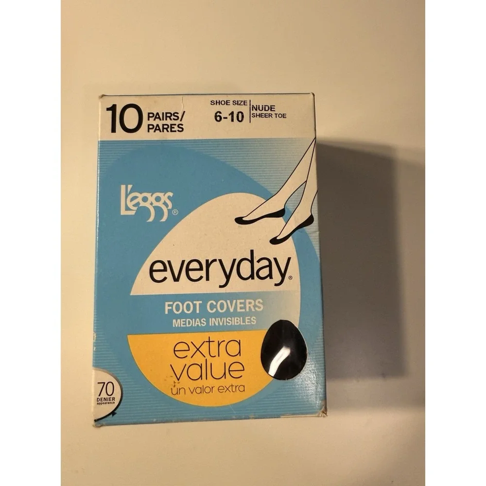 NEW L'eggs 10 Pairs Everyday Foot Covers Shoe Sz 6-10 Nude Sheer Toe 13558 Vint